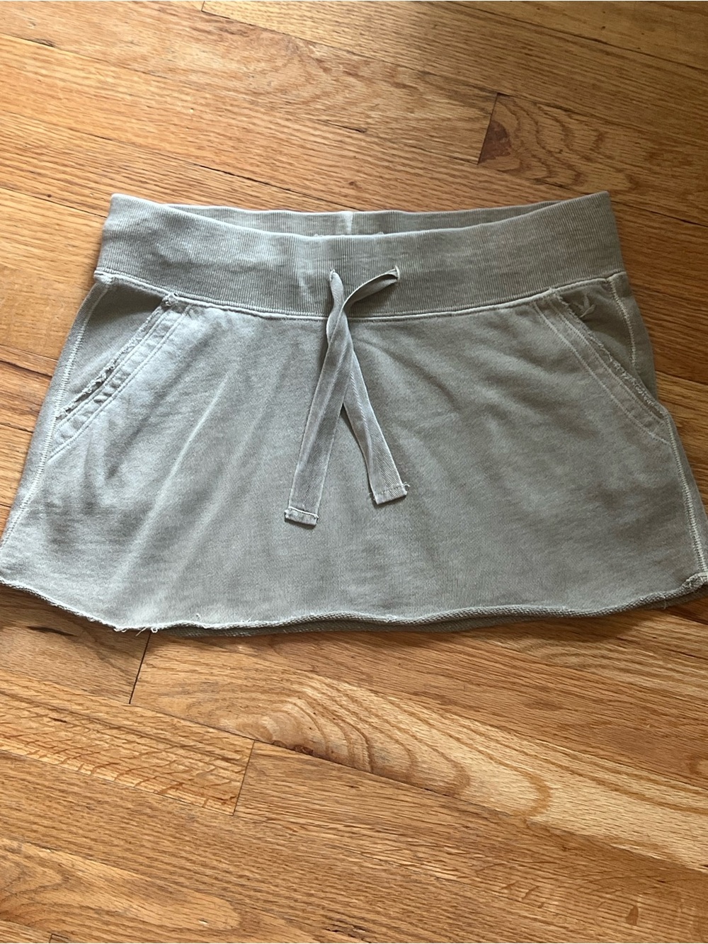 aerie Drawstring Mini Skirt in Sage Green